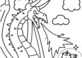 Pusheen Coloring Pages with The Dragon