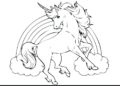 Rainbow Coloring Pages Images with Unicorn