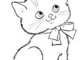 Realistic Kitten Coloring Pages with Ribbon