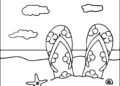 Simple Beach Coloring Pages of Sandal