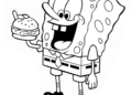 Spongebob Coloring Pages Eating Burger