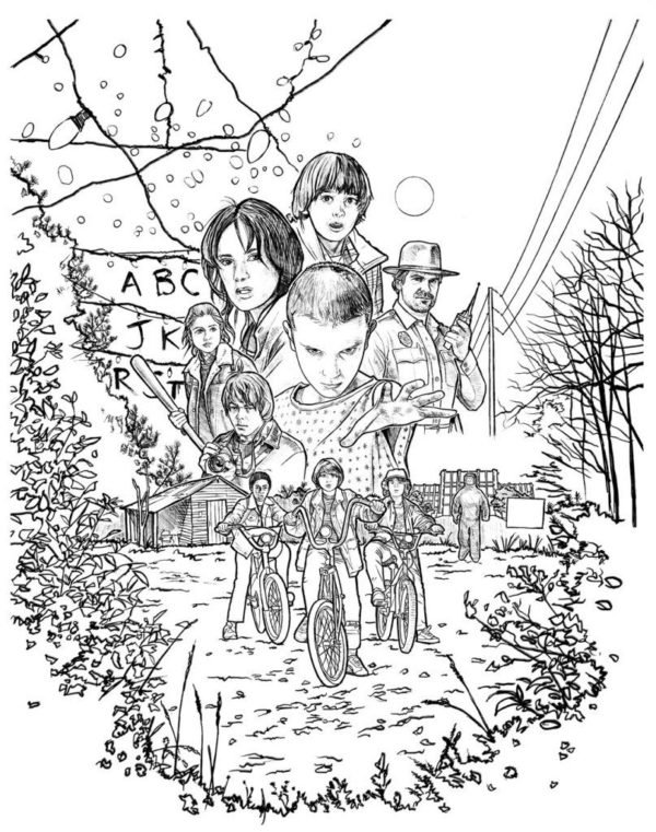 15 stranger things coloring pages for kids visual arts ideas