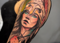 3D Athena Tattoo Design For Women on Hand