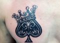 Ace of Spades Tattoo with Crown on Chest For Men