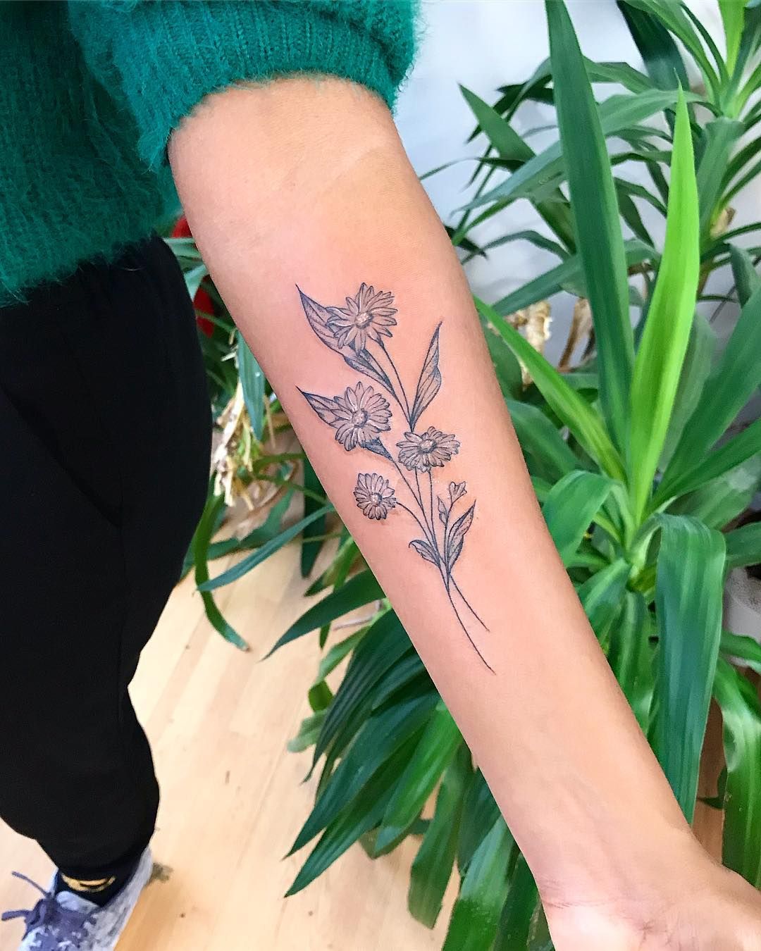 Aster Flower Tattoo Design on Hand.