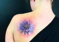 Aster Flower Tattoo Design on Shoulder For Women