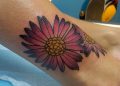 Aster Flower Tattoo Ideas on Foot