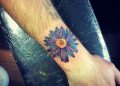 Aster Flower Tattoo on Hand For Men