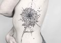 Aster Flower Tattoo on Rib For Girl