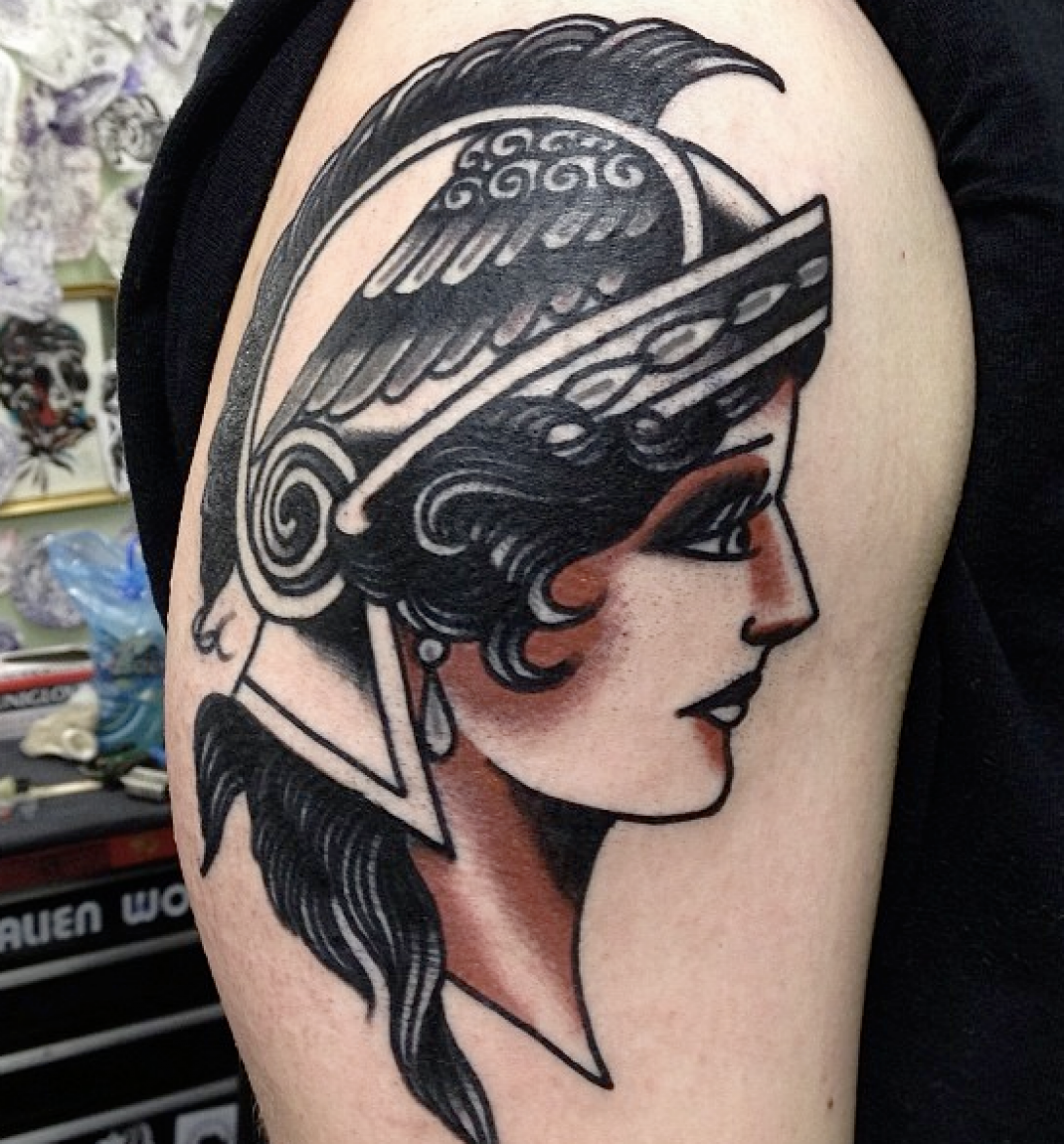 Athena Tattoo Design on Hand For Girl.