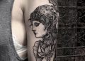 Athena Tattoo Design on Shoulder For Girl