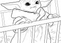 Baby Yoda Coloring Page Simple