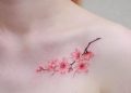 Beautiful Cherry Blossom Tattoo For Women on Chest