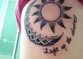 Beautiful Moon and Sun Tattoo Design on Ribs