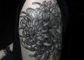 Black Chrysanthemum Tattoo Design on Upper Hand