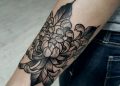 Black Chrysanthemum Tattoo For Girl