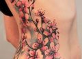 Cherry Blossom Tattoo Design on Rib