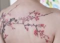 Cherry Blossom Tattoo on Back For Girl