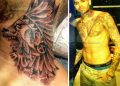 Chris Brown Tattoo Design of Wolf Indian on Neck