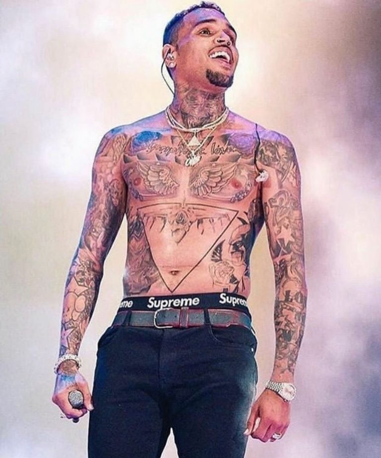 Chris Brown's Tattoo Collection; on The Head, Neck, Chest and Both