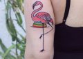 Colorful Flamingo Tattoo Design on Upper Hand