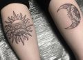Cool Moon and Sun Tattoo Design on Leg