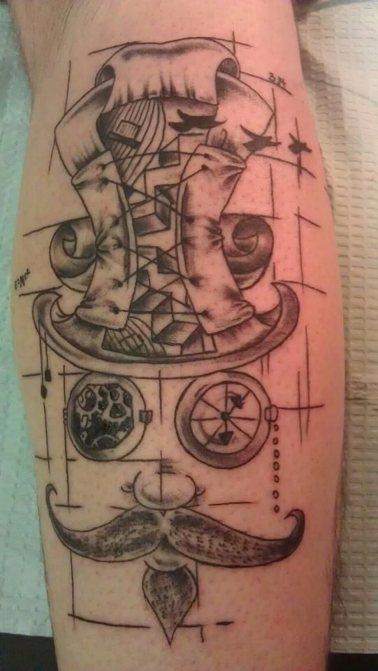 Creative Monopoly Man Tattoo Design on Leg.