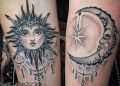 Creative Moon and Sun Tattoo Design on Hand