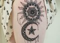 Creative Moon and Sun Tattoo Ideas on Thigh