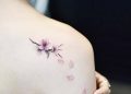 Cute Cherry Blossom Tattoo Design on Shoulder