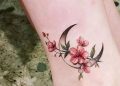 Cute Cherry Blossom Tattoo with Moon