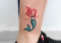Cute Little Mermaid Tattoo on Leg