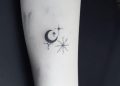 Cute Small Moon And Star Tattoo on Hand