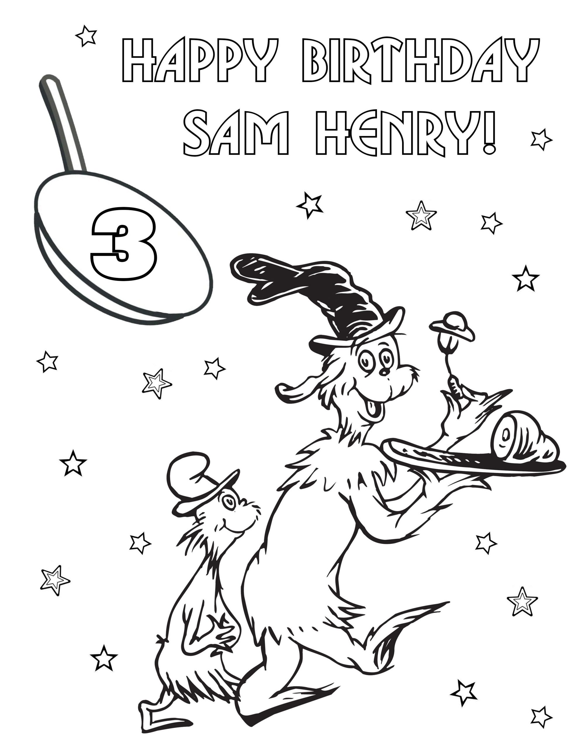 Dr Seuss Coloring Pages Green Eggs and Ham Birthday.