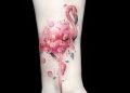 Flamingo Tattoo Design with Flower