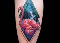 Flamingo Tattoo Painting on Leg For Girl