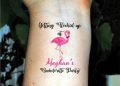 Flamingo Tattoo and Writing on Hand