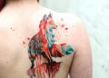 Geometric Fox Tattoo Design on Shoulder For Girl