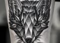 Geometric Fox Tattoo Design on Thigh