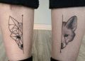 Geometric Fox Tattoo on Leg
