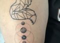 Geometric Fox Tattoo with Solar System