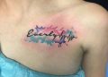 Heart Beat Tattoo Writing with Watercolor