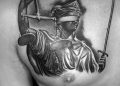 Lady Justice Tattoo Design on Chest For Men