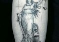 Lady Justice Tattoo Design on Leg