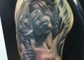 Lady Justice Tattoo Ideas For Men on Upper Hand