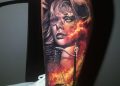 Lady Justice Tattoo Ideas in Fire