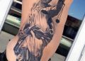 Lady Justice Tattoo Ideas on Rib For Men