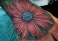 Large Aster Flower Tattoo on Hand