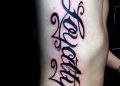 Loyalty Tattoo Writing Design on Rib