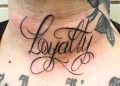 Loyalty Tattoo Writing on Neck For Men